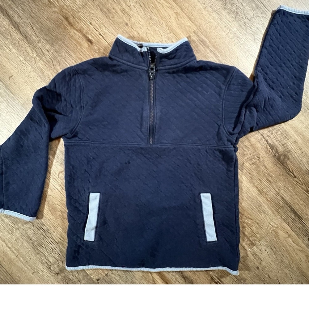 Cat & Jack Boys Navy Quilted Half-Zip Pullover Sweater Jacket Knit Size Medium